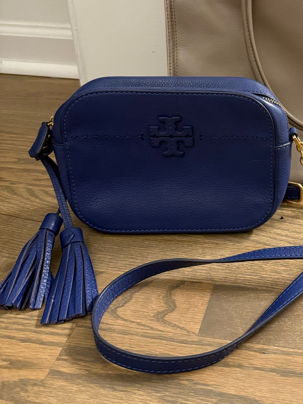 Tory Burch cobalt blue McGraw Crossbody camera bag